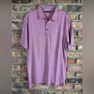 Travis Mathew Men's Short Sleeve Golf Polo L Heathered Red